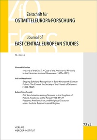 Bild: Zeitschrift für Ostmitteleuropa-Forschung (ZfO) 73/4 / Journal of East Central European Studies (JECES) 73/4 - Verlag Herder-Institut