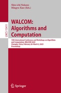 Cover: WALCOM: Algorithms and Computation - Springer Nature Switzerland AG