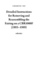 Cover: Detailed Instructions for Removing and Reassembling the Fairing on a CBR1000F (1993-1999) - nzbeeker