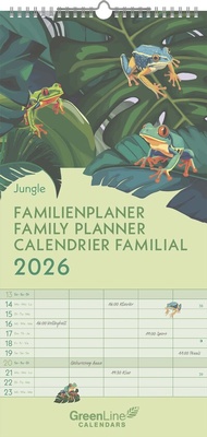 Abbildung von: GreenLine Jungle 2026 Familienplaner - Wandkalender - Familien-Kalender - 22x45 - GreenLine