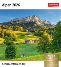 Abbildung von: Alpen Sehnsuchtskalender 2026 - Wochenkalender mit 53 Postkarten - Harenberg