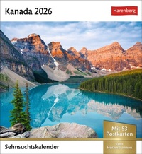 Abbildung von: Kanada Sehnsuchtskalender 2026 - Wochenkalender mit 53 Postkarten - Harenberg