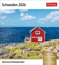 Abbildung von: Schweden Sehnsuchtskalender 2026 - Wochenkalender mit 53 Postkarten - Harenberg
