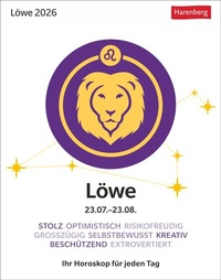 Abbildung von: Löwe Sternzeichenkalender 2026 - Tagesabreißkalender - Ihr Horoskop für jeden Tag - Harenberg