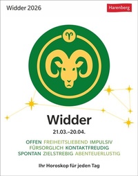 Abbildung von: Widder Sternzeichenkalender 2026 - Tagesabreißkalender - Ihr Horoskop für jeden Tag - Harenberg