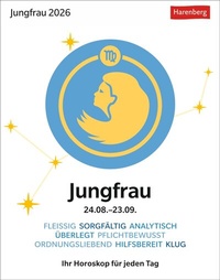 Abbildung von: Jungfrau Sternzeichenkalender 2026 - Tagesabreißkalender - Ihr Horoskop für jeden Tag - Harenberg