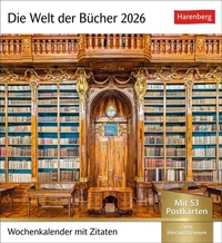 Abbildung von: Die Welt der Bücher Postkartenkalender 2026 - Wochenkalender mit 53 Literaturpostkarten - Harenberg