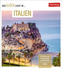 Abbildung von: Das Glück liegt in Italien Postkartenkalender 2026 - 53 Karten mit Kurzporträts zu den Zielen - Harenberg