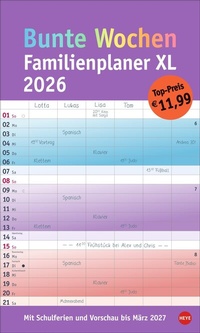 Abbildung von: Bunte Wochen Familienplaner XL 2026 - Heye