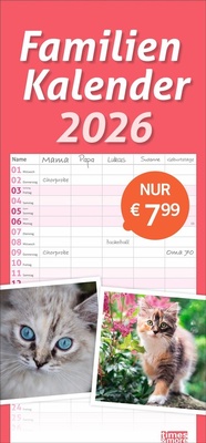 Abbildung von: times&more Katzen Familienplaner 2026 - Heye