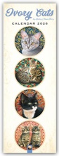 Cover: Ivory Cats - Gemalte Katzen - Slimline-Kalender 2026 - Original Flame Tree Publishing-Kalender Slimeline [Mehrsprachig] [Kalender] - Flame Tree Publishing