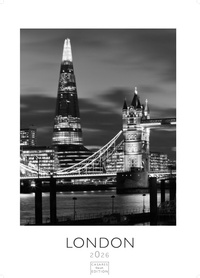 Abbildung von: London schwarz-weiss Kalender 2026 - Wandkalender | Fotokalender England 59x42cm Grosses Format - Hochwertiger . für 2026 - | Perfekt für Liebhaber London & Geschenkidee - CASARES EDITION