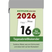 Abbildung von: Tagesabreißkalender S 2026 - 4,1x5,9 cm - 1 Tag auf 1 Seite - mit Sudokus, Rezepten, Rätseln uvm. auf den Rückseiten - Bürokalender 301-0000 - ZETTLER Kalender