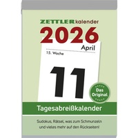 Abbildung von: Tagesabreißkalender XXL 2026 - 9,9x14,3 cm - 1 Tag auf 1 Seite - mit Sudokus, Rezepten, Rätseln uvm. auf den Rückseiten - Bürokalender 313-0000 - ZETTLER Kalender