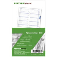 Abbildung von: Kalender-Ersatzeinlage 2026 - für den Taschenplaner Typ 520 - 8,8x15,2 cm - 1 Monat auf 2 Seiten - separates Adressheft - faltbar - Notiz-Heft - 520-6198 - ZETTLER Kalender