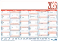 Abbildung von: Arbeitstagekalender 2026 - A4 (29 x 21 cm) - 6 Monate auf 1 Seite - Tafelkalender - auf Pappe kaschiert - Jahresplaner - 908-1315 - ZETTLER Kalender