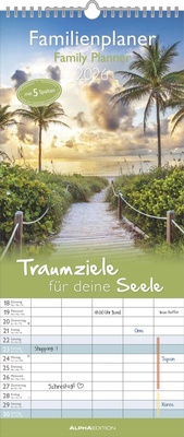 Abbildung von: Traumziele 2026 Familienplaner - Familienkalender - Wandkalender - 19,5x45 - ALPHA EDITION