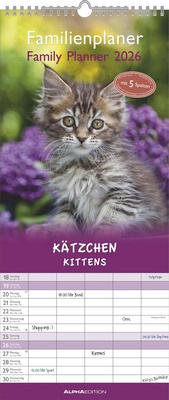 Abbildung von: Kätzchen 2026 Familienplaner - Familienkalender - Wandkalender - 19,5x45 - ALPHA EDITION