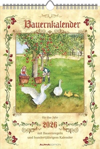 Abbildung von: Bauernkalender 2026 - Bildkalender 23,7x34 cm - mit Wetterprognosen, Bauernregeln und liebevollen Illustrationen - Wandkalender - Alpha Edition - ALPHA EDITION