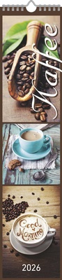 Abbildung von: Küchenplaner Kaffee 2026 - Streifen-Kalender 11,3x49x5 cm - Kaffeekalender - mit leckeren Rezepten - Wandplaner - Küchenkalender - Alpha Edition - ALPHA EDITION