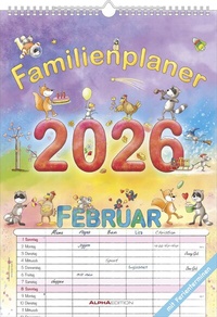 Abbildung von: Familienplaner Cartoon 2026 - Familienkalender A3 (29,7x42 cm) - mit 6 Spalten, Ferienterminen (DE/AT/CH) und viel Platz für Notizen - Wandkalender - ALPHA EDITION