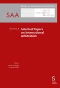 Cover: Selected Papers on International Arbitration - St&auml;mpfli Verlag AG