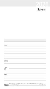 Abbildung von: Taschenkalender Saturn Leporello Einlage 2026 - Korsch Verlag