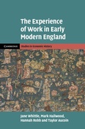 Cover: The Experience of Work in Early Modern England - Cambridge University Press