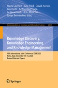Cover: Knowledge Discovery, Knowledge Engineering and Knowledge Management - Springer