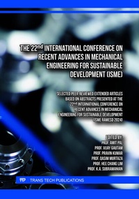 Enlarge image Cover: The 22nd International Conference on Recent Advances in Mechanical Engineering for Sustainable Development (ISME) - Trans Tech Publications Ltd