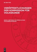 Cover: Beitr&auml;ge zur sprachlichen Volks&uuml;berlieferung - De Gruyter