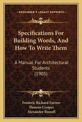 Cover: Specifications For Building Words, And How To Write Them - Kessinger Publishing