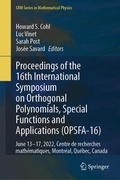 Cover: Proceedings of the 16th International Symposium on Orthogonal Polynomials, Special Functions and Applications (OPSFA-16) - Springer