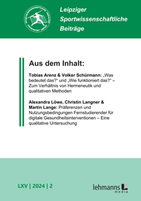 Abbildung von: Leipziger Sportwissenschaftliche Beiträge - Lehmanns Media
