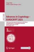 Cover: Advances in Cryptology - EUROCRYPT 2025 - Springer