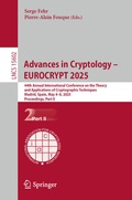 Cover: Advances in Cryptology - EUROCRYPT 2025 - Springer