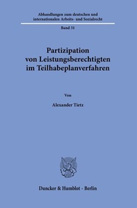 Abbildung von: Partizipation von Leistungsberechtigten im Teilhabeplanverfahren - Duncker & Humblot