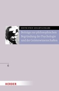 Cover: Beitr&auml;ge zur philosophischen Begr&uuml;ndung der Psychologie und der Geisteswissenschaften - Verlag Herder
