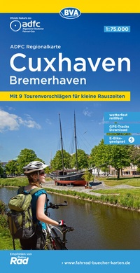 Abbildung von: ADFC-Regionalkarte Cuxhaven Bremerhaven, 1:75.000, mit Tagestourenvorschlägen, reiß- und wetterfest, E-Bike-geeignet, GPS-Tracks Download - BVA BikeMedia