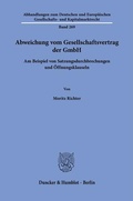 Abbildung von: Abweichung vom Gesellschaftsvertrag der GmbH - Duncker & Humblot