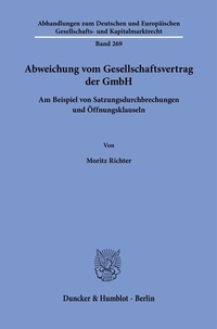 Abbildung von: Abweichung vom Gesellschaftsvertrag der GmbH - Duncker & Humblot
