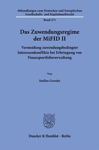 Abbildung von: Das Zuwendungsregime der MiFID II - Duncker & Humblot