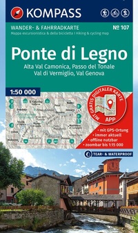 Abbildung von: KOMPASS Wanderkarte 107 Ponte di Legno, Alta Val Camonica, Passo del Tonale, Val di Vermiglio, Val Genova 1:50.000 - KOMPASS-Karten