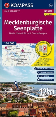 Abbildung von: KOMPASS Fahrradkarte 3320 Mecklenburgische Seenplatte mit Knotenpunkten 1:70.000 - KOMPASS-Karten