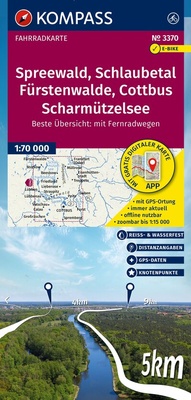 Abbildung von: KOMPASS Fahrradkarte 3370 Spreewald, Schlaubetal, Fürstenwalde, Cottbus, Scharmützelsee mit Knotenpunkten 1:70.000 - KOMPASS-Karten