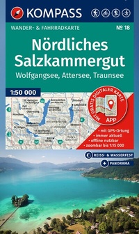 Abbildung von: KOMPASS Wanderkarte 18 Nördliches Salzkammergut, Wolfgangsee, Attersee, Traunsee 1:50.000 - KOMPASS-Karten