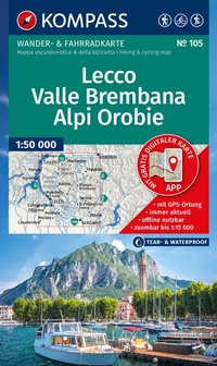 Abbildung von: KOMPASS Wanderkarte 105 Lecco, Valle Brembana, Alpi Orobie 1:50.000 - KOMPASS-Karten