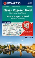 Abbildung von: KOMPASS Wanderkarten-Set 2220 Elsass, Vogesen Nord, Hagenau, Straßburg / Alsace, Vosges du Nord, Haguenau, Strasbourg (2 Karten) 1:50.000 - KOMPASS-Karten