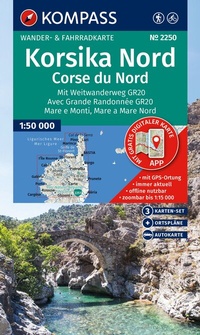 Abbildung von: KOMPASS Wanderkarten-Set 2250 Korsika Nord, Corse du Nord, Weitwanderweg GR20 (3 Karten) 1:50.000 - KOMPASS-Karten
