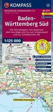 Bild: KOMPASS Großraum Fahrradkarte 3711 Baden-Württemberg Süd, die Fahrradregion vom Bodensee über das Allgäu bis zum Schwarzwald und der Schwäbischen Alb; mit Knotenpunkten 1:125.000 - KOMPASS-Karten